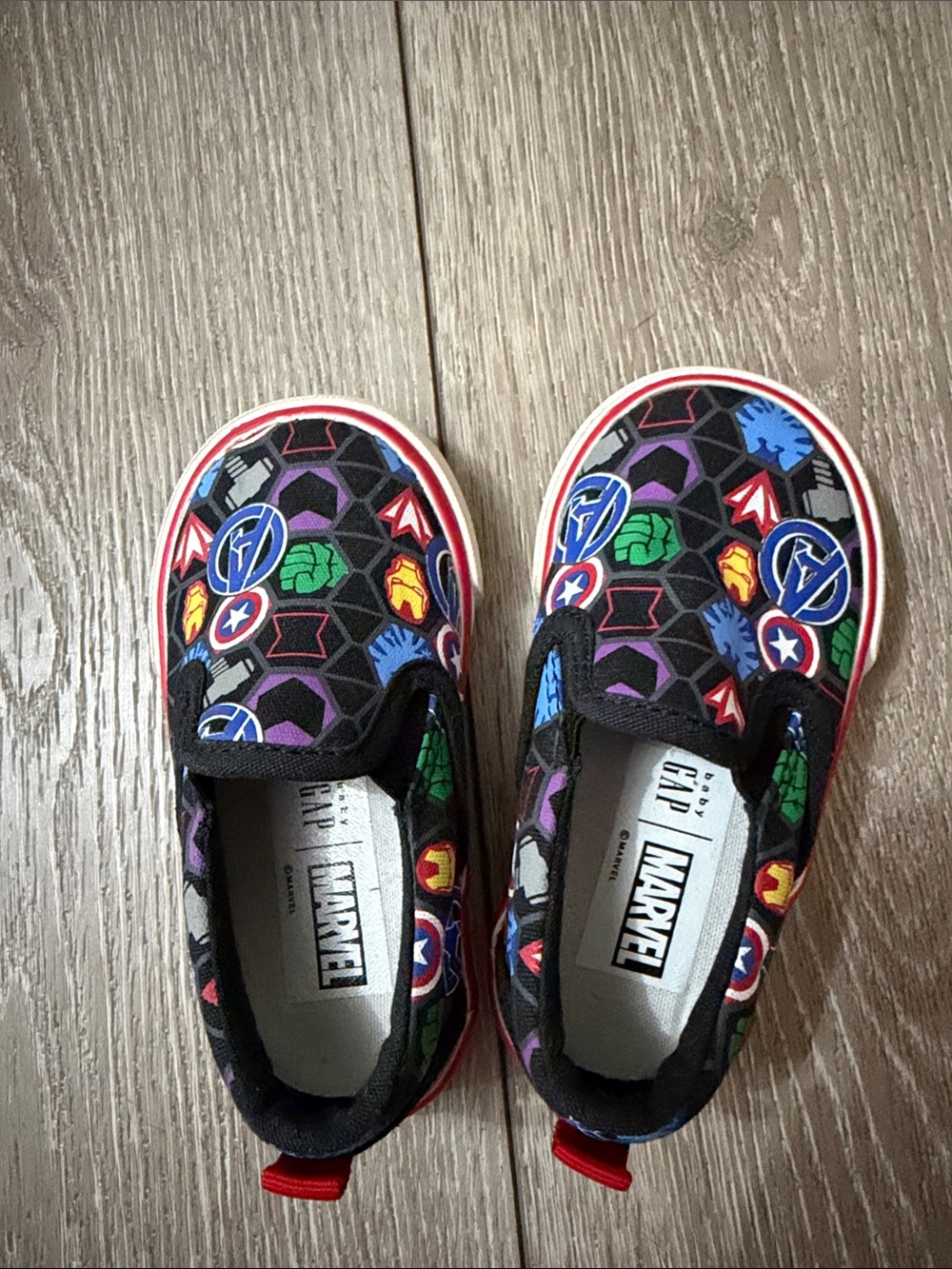 Marvel Kids' Slip-On Sneakers in Black with Superhero Print